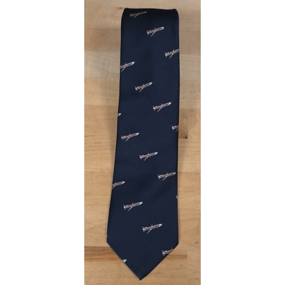 Givenchy Vintage US Air Force Airplane USAF Tie Blue Silk